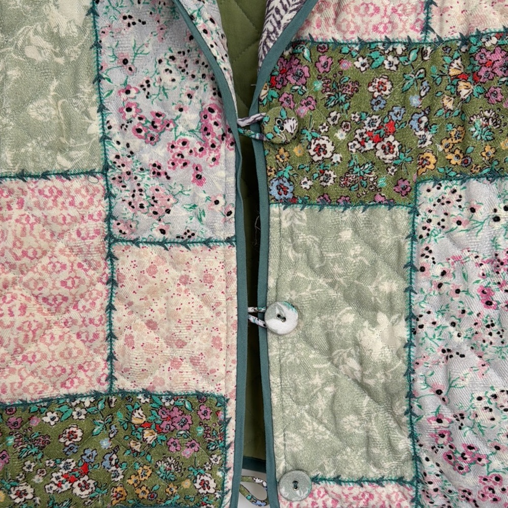 Green And Pink Patchwork Puffer Jacket - image 2